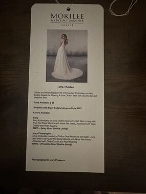 Mori Lee Ivory/Champagne A-Line Wedding Dress Tag - Shiloh 6927